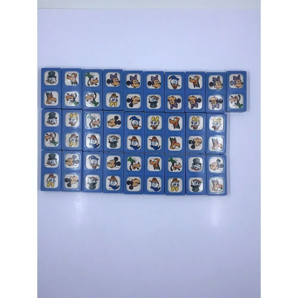 1976 Mickey & Friends Disney /Replaceent / Disneyworld Blue Dominoes Vintage 28
